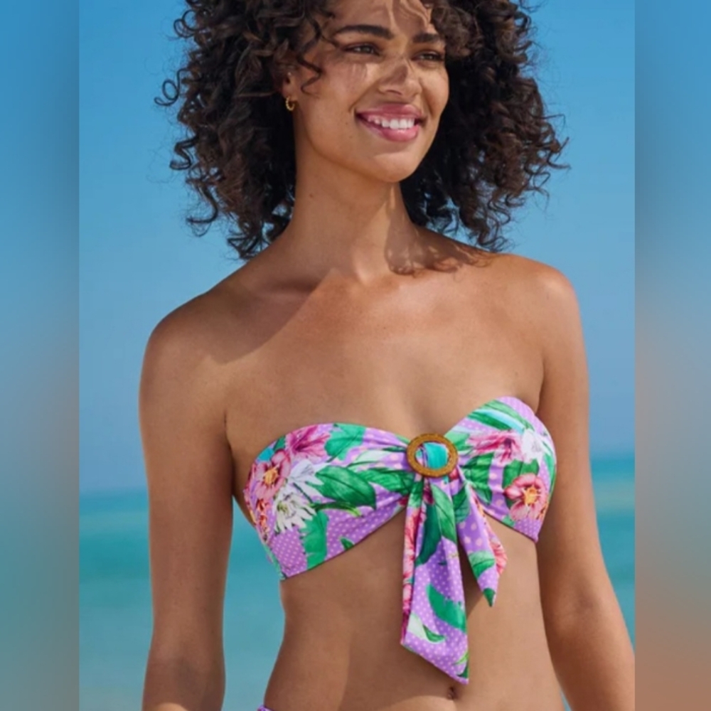 VENUS Polka Dot Jungle Bandeau Bikini Top, Size 10